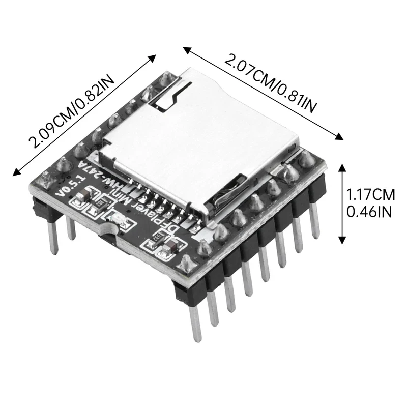 YX5200 DFPlayer Mini MP3 Player Module MP3 Voice Decode Board Supporting TF Card U-Disk IO Serial Port AD Compatible for Arduino