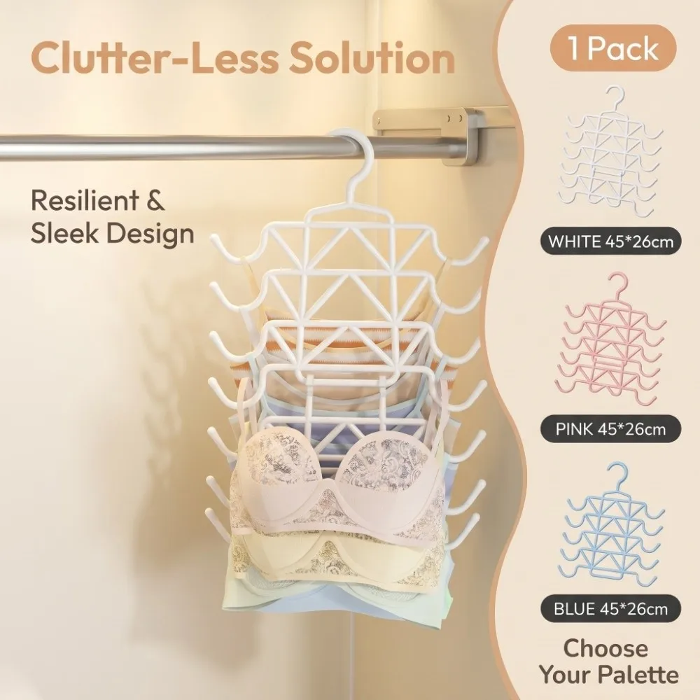 Traceless Multi-Layer Bra Hanger Non-Slip Sturdy Scarf Rack Space Saving Curved Hook Underwear Hanger Closet Organizer
