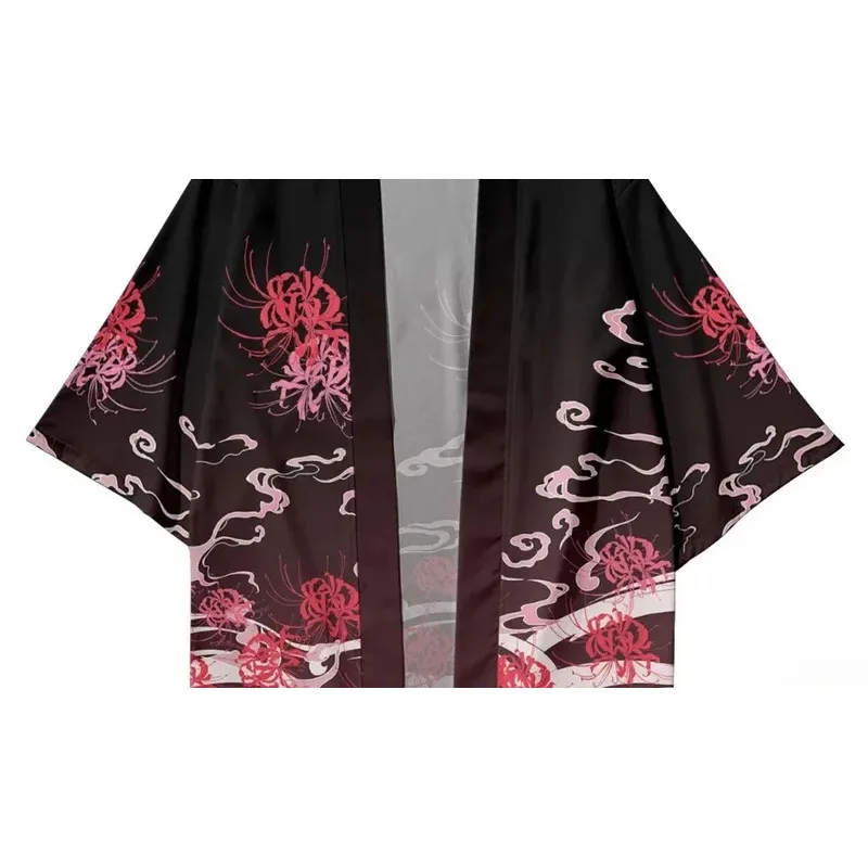 المألوف بنين بنات الأطفال الملابس التقليدية عارضة الأسود الجمجمة طباعة كيمونو شاطئ الشارع الملابس كيمونو سترة