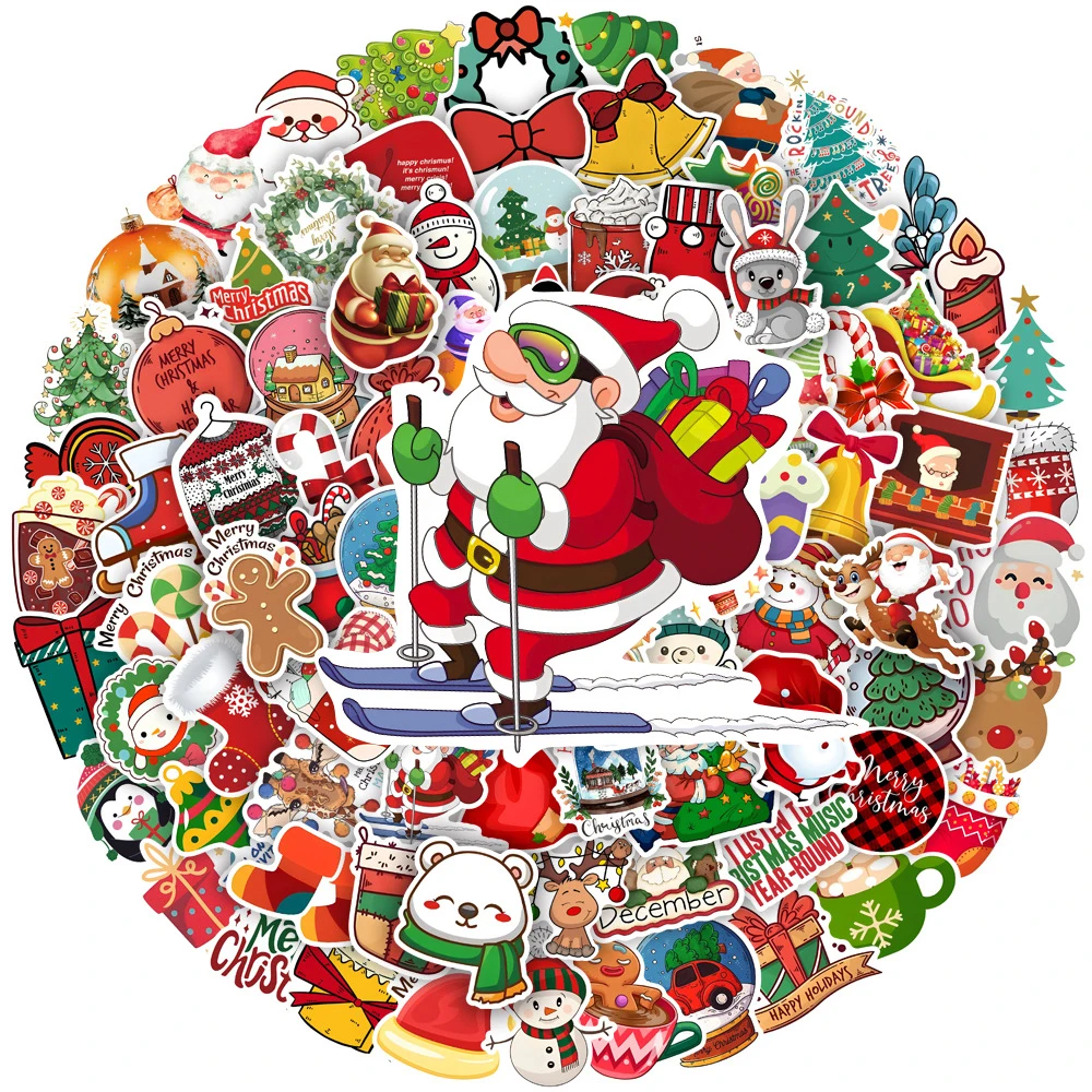 10/30/50/100 stücke Weihnachten Cartoon Graffiti Aufkleber Kawaii Schneemann Santa Aufkleber Spielzeug Wasserdicht DIY Gepäck Telefon fall Auto