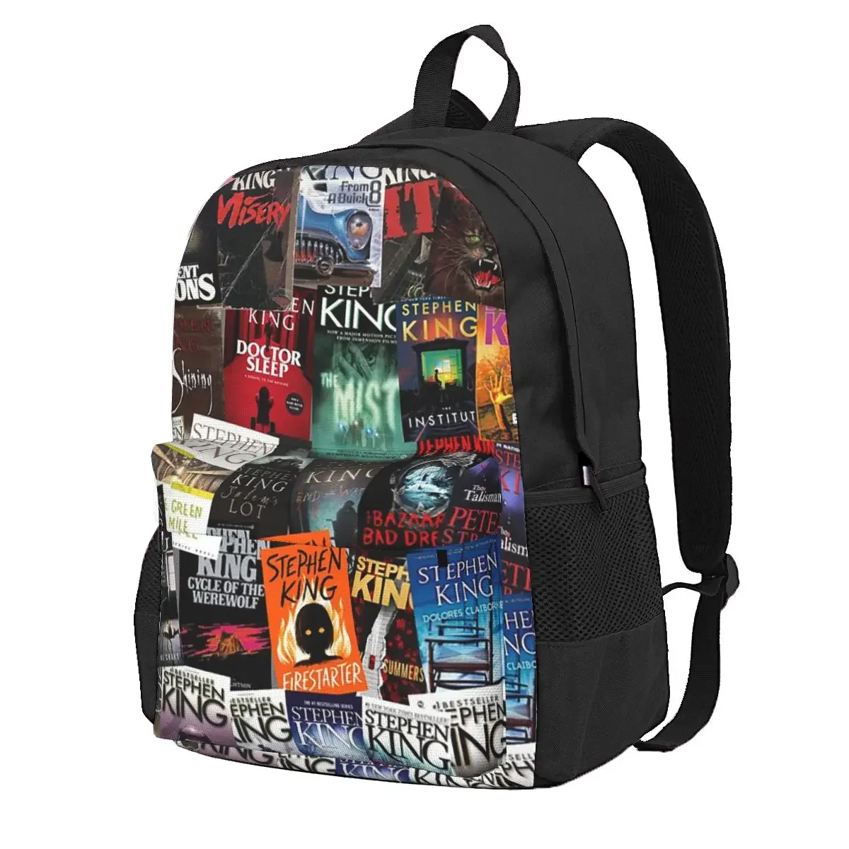 Stephen King Book Covers Horror Bookworm Student Backpack School Bag Daypack for Men Women Fashion Bookbag Shoulder Bags