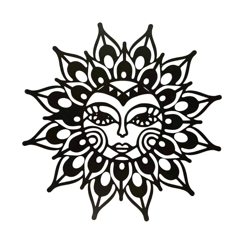 

Metal Sun Face Ornament Decor Wall Art Decorations Wall Hanging Ornament for Indoor Bathroom Garden Fence Porch Dropship