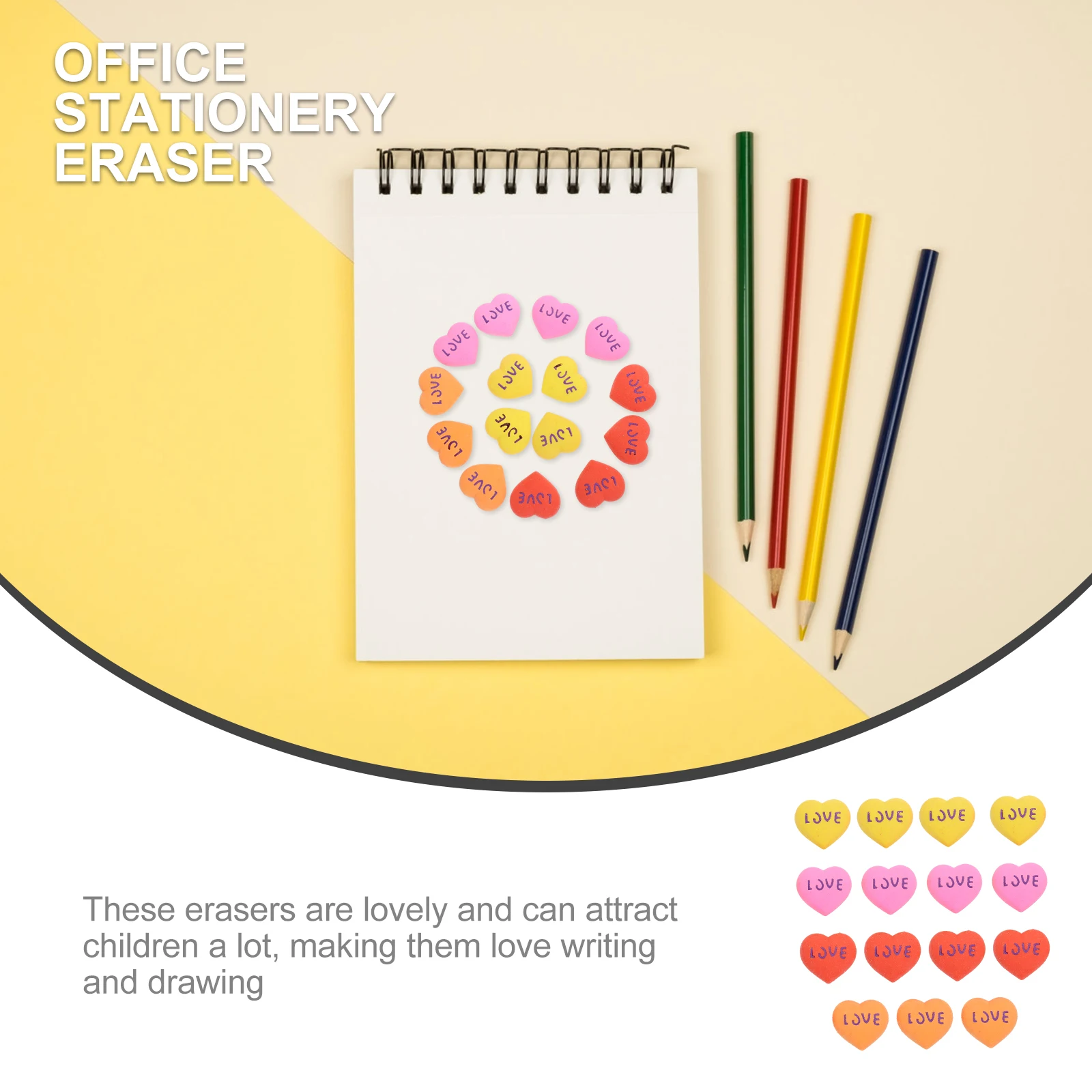 

15pcs Heart-Shaped Eraser Pencil Eraser For Kids Valentine'S Day Gift Office Stationery Small Present Random Color