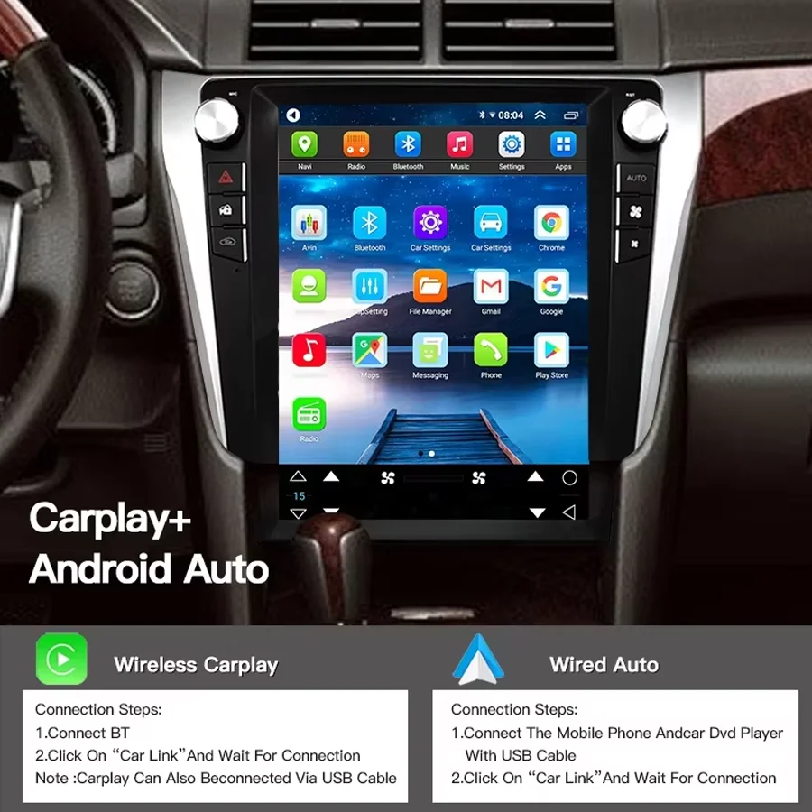 12.1inch Android 15 Screen For Toyota Camry XV 50 55 2012-2017 2din Radio 256GB CarPlay Multimedia Video Player GPS Navigation S