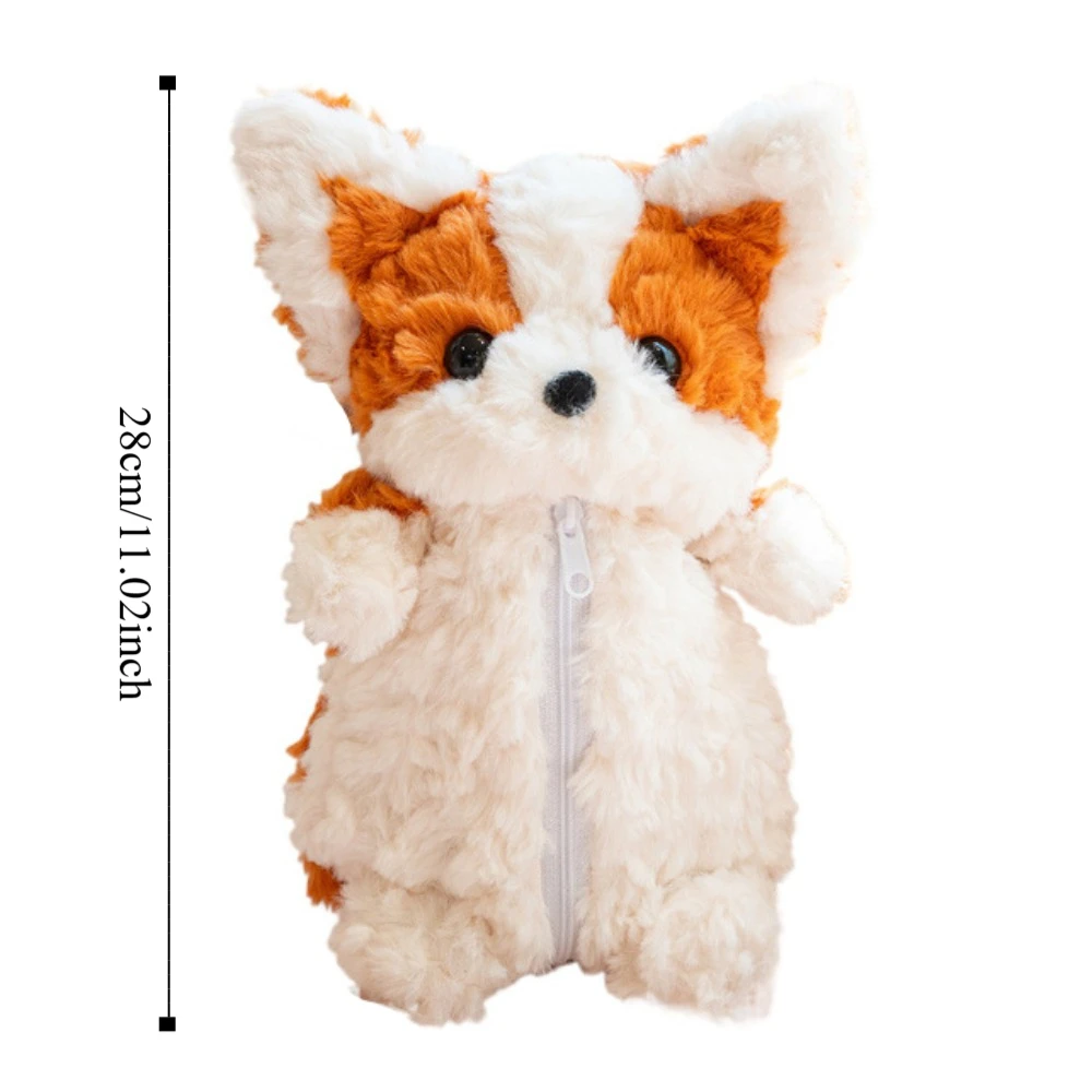 น่ารัก Corgi สุนัขน้อยตุ๊กตาดินสอกระเป๋าจําลองตุ๊กตาสุนัขตุ๊กตาเครื่องเขียนกระเป๋าตุ๊กตาการ์ตูนสุนัขเล็กๆปากกากระเป๋าโรงเรียน