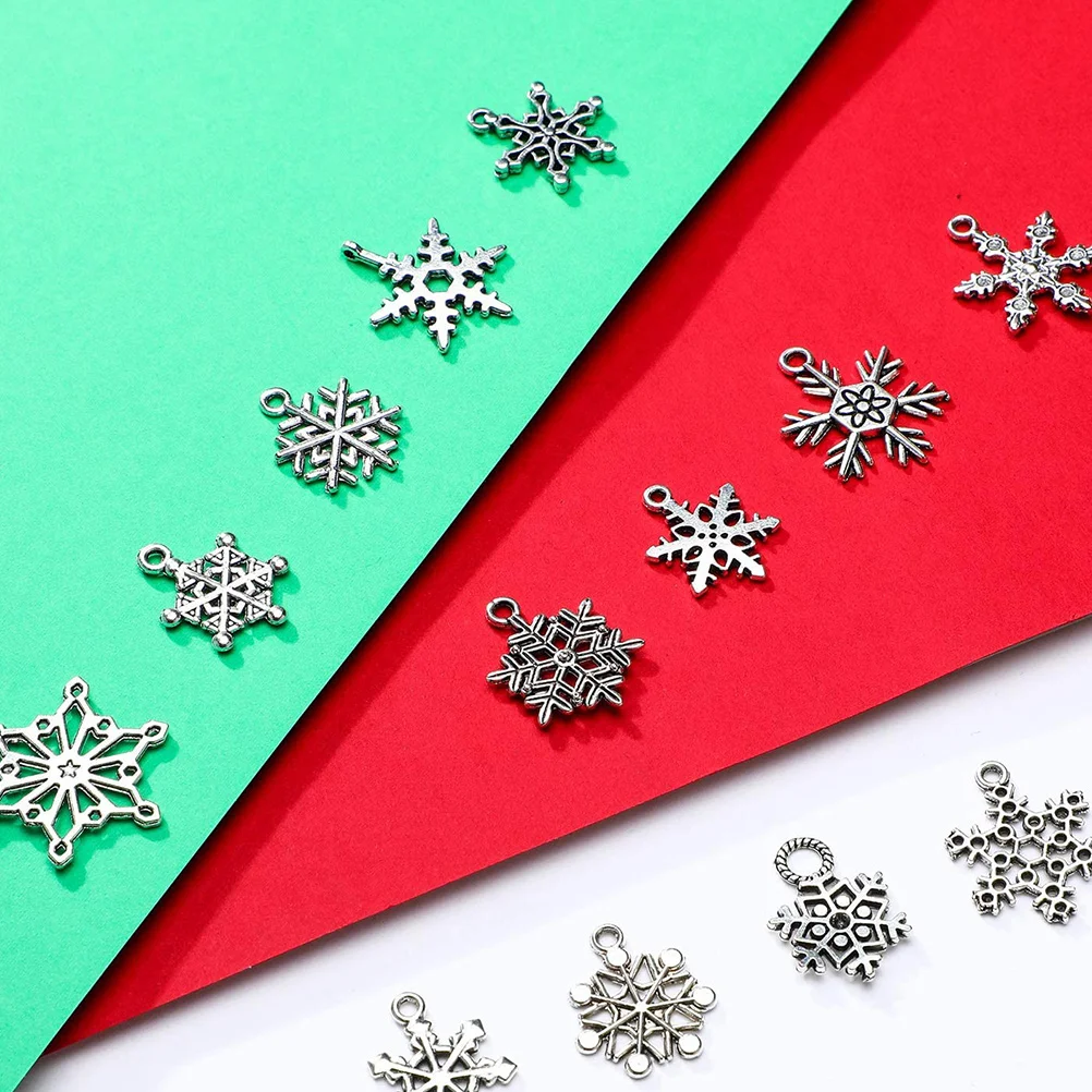 

20 Pcs Snowflake Pendant Xmas Jewelry Pendants Christmas DIY Accessories Making Stylish Alloy Accessory