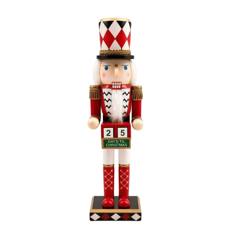 Weihnachts-Adventskalender aus Holz, freistehende Spielkarten-Soldat-Figur, Dekoration für saisonale Arrangements – Detail 1