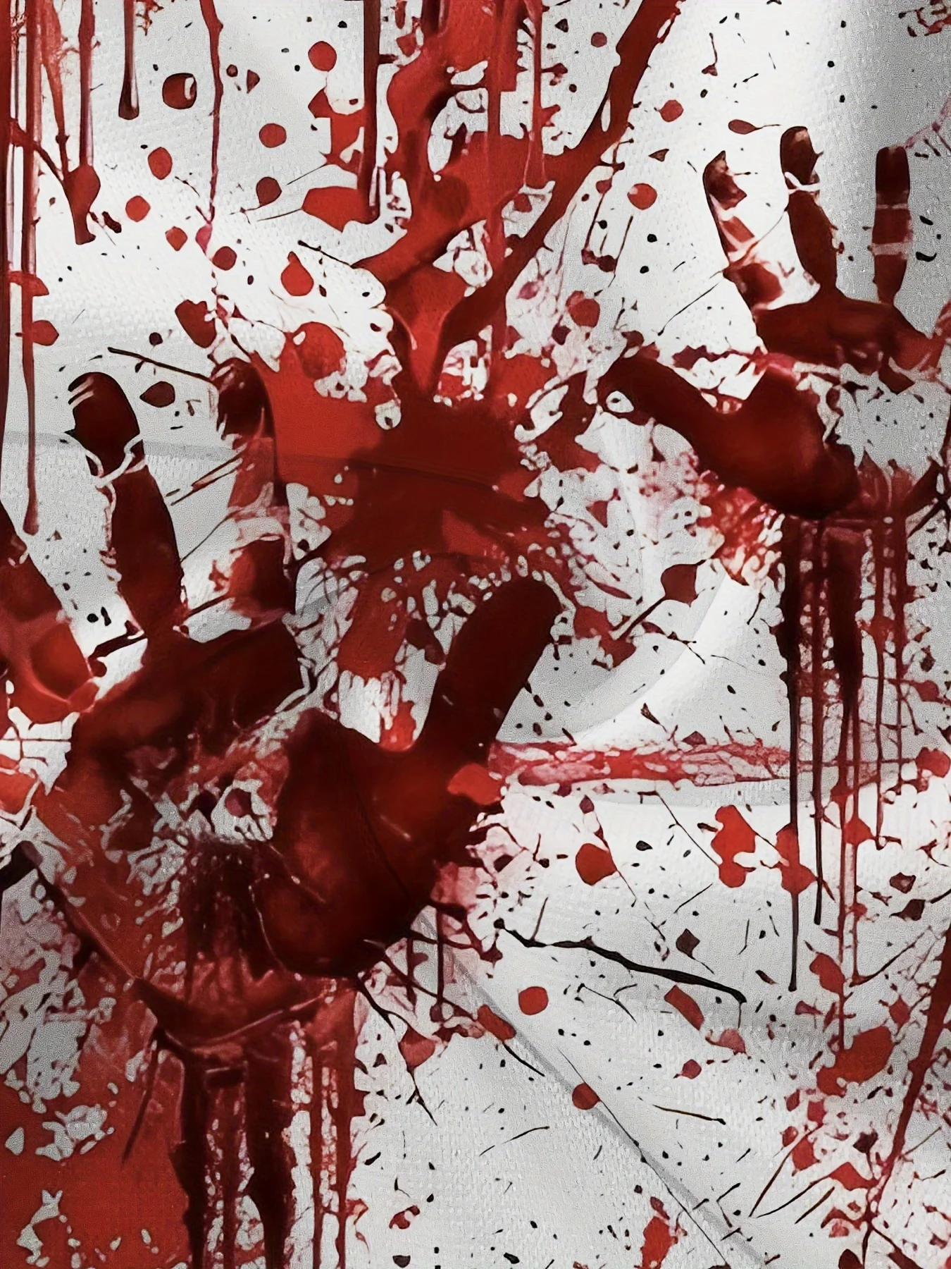 Unisex Übergröße Halloween Blutiger Handabdruck Spritzer-Print Hoodie Horror Blut-Tropfen Grafik Kordelzug-Tasche Lässiger Pullover – Detail 6