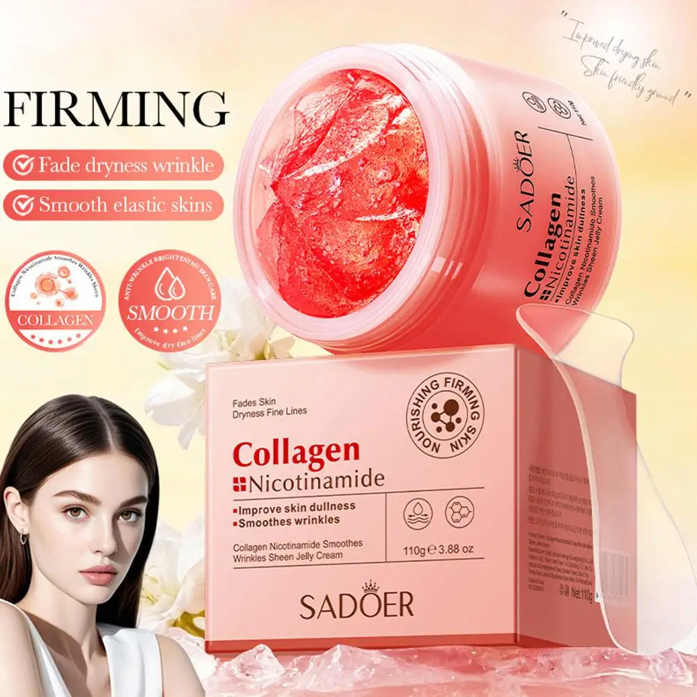 SADOER Collagen Skin Care Set Niacinamide Jelly Cream Rejuvenate Nourish Face Eye Cream Increase Elasticity Barrier Repair New