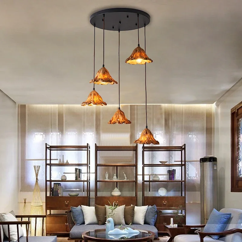 

Retro Japanese chandelier new Chinese lotus leaf Bar Restaurant house teahouse Chandelier