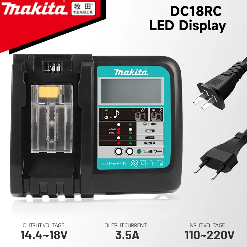 100% Original Makita 18V3A Charger with Rechargeable Battery, Makita BL1830 BL1830B BL1840 BL1840 BL1850 BL1850B Fast Charging