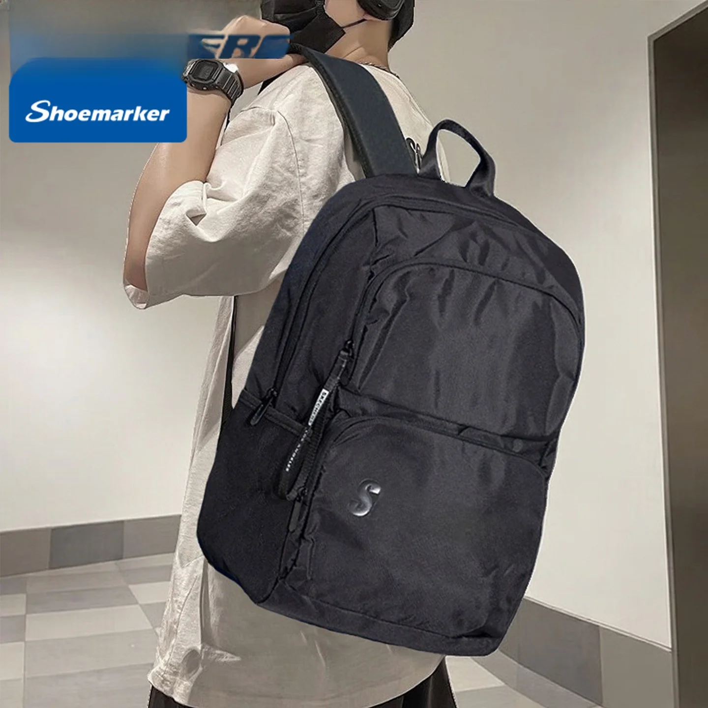 flagship-store-large-capacity-sports-backpack-square-shape-pure-color-zipper-closure-unisex-ideal-for-junior-and-hig