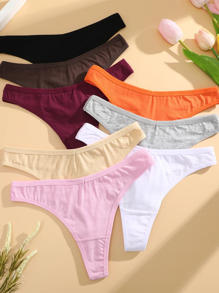 6Pcs/set Cotton Seamless Panties Comfort Underwear for Women Low Waist Breathable Thongs Sexy Solid Sport G-String Soft Lingerie