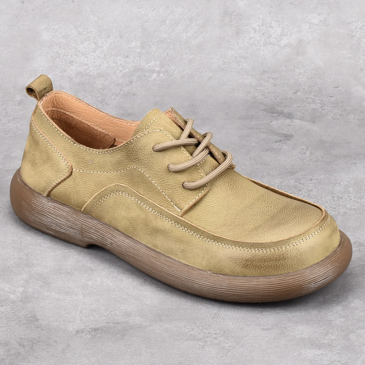 

Мужская дышащая мягкая кожа с широким носком, повседневная одежда в стиле ретро, прочная удобная универсальная обувь на шнуровке Work oes