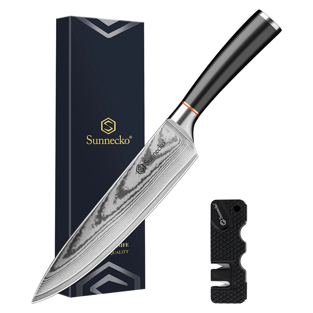 

Sunnecko Chef's Knife 8 Inch VG10 Core Damascus Steel Cutting Knife Sharp Meat Vegetale Slicing Knife Ergonomic Design Handle