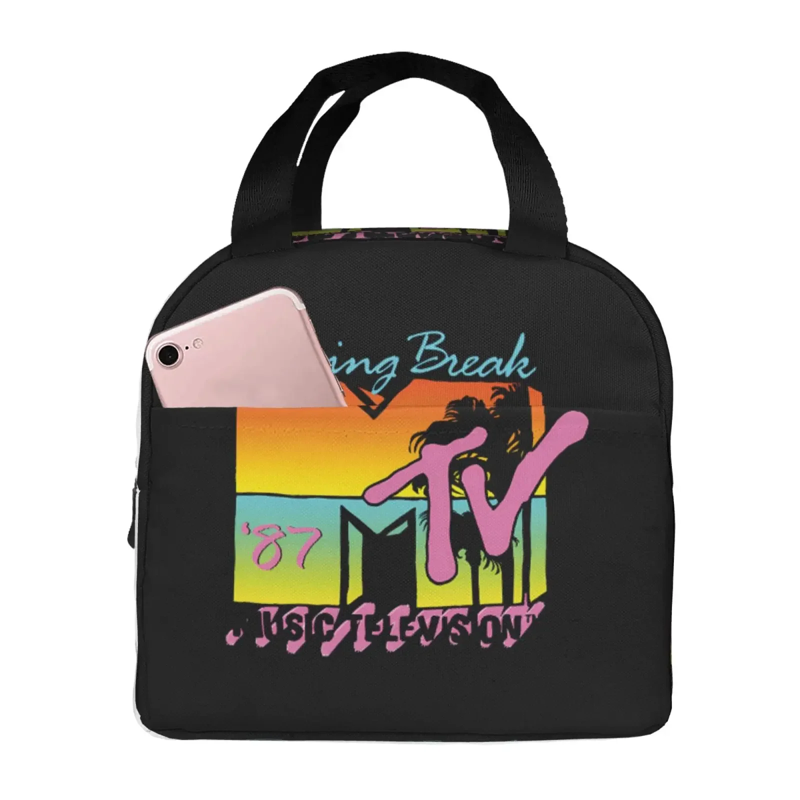 Classic MTV Logo Spring Break Lunch Bags Insulated Bento Box Lunch Tote Leakproof Picnic Bags Thermal Bag For Woman Girl School