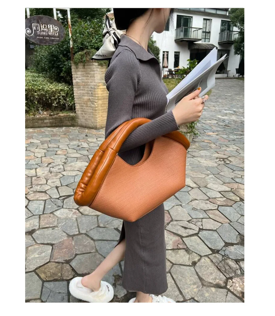 FIRMRANCH Nche Design Fan-Shaped Handbag Thick Cotton Handle Large Capacity Basket Shoulder Diagonal Span Bag For Woman Purse