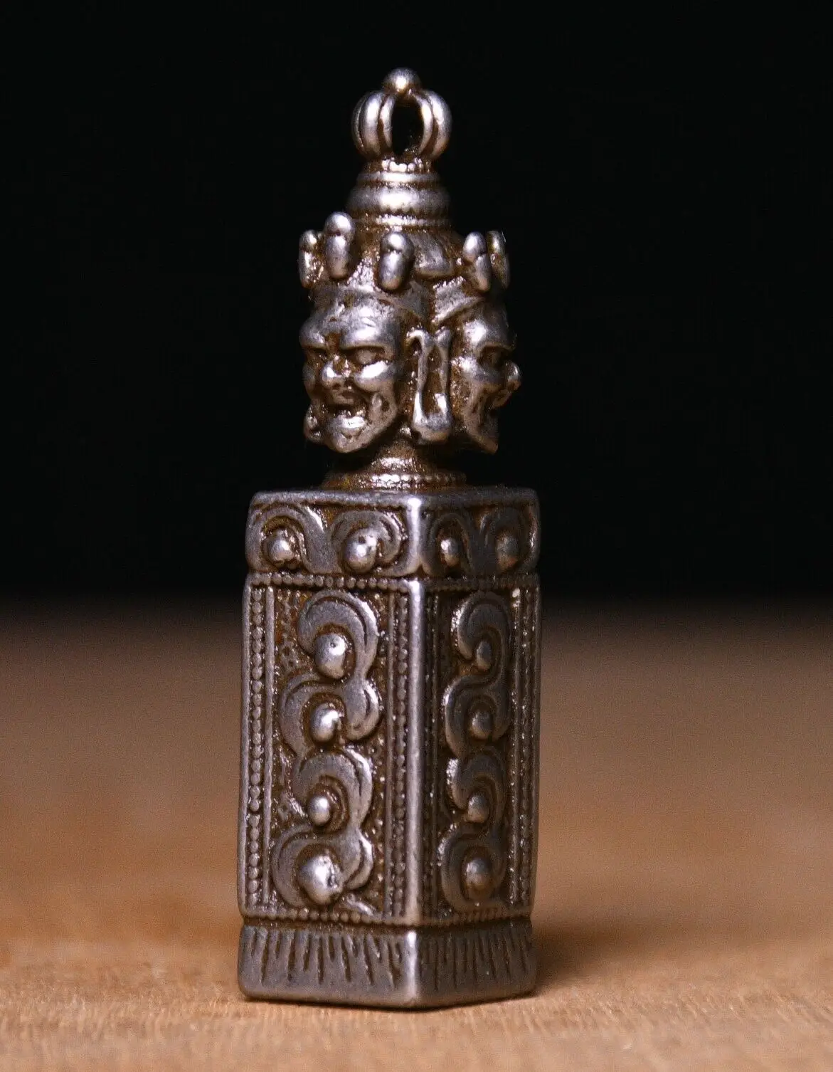 Tibet Old Silver Mahakala Wrathful Deity Buddha Head Imperial Seal Stamp Signet
