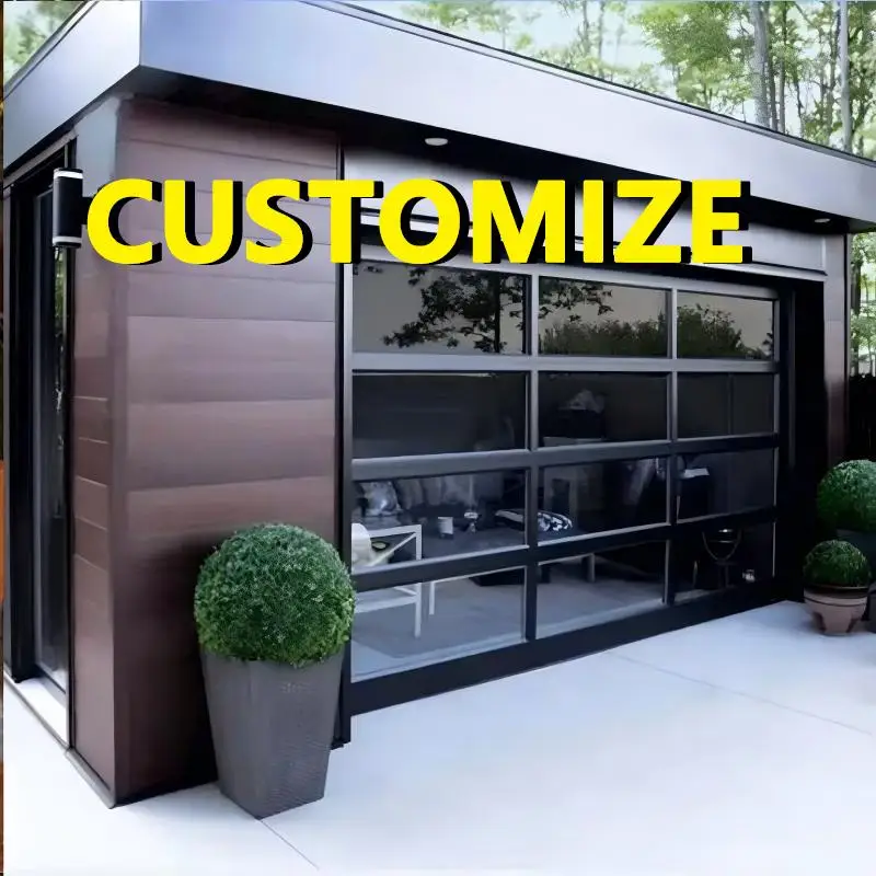 Custom Size Aluminum Sectional Garage Door Remote Control Automatic Lift Overhead Roll Up Door for Suburban Home Villa Entry product photo