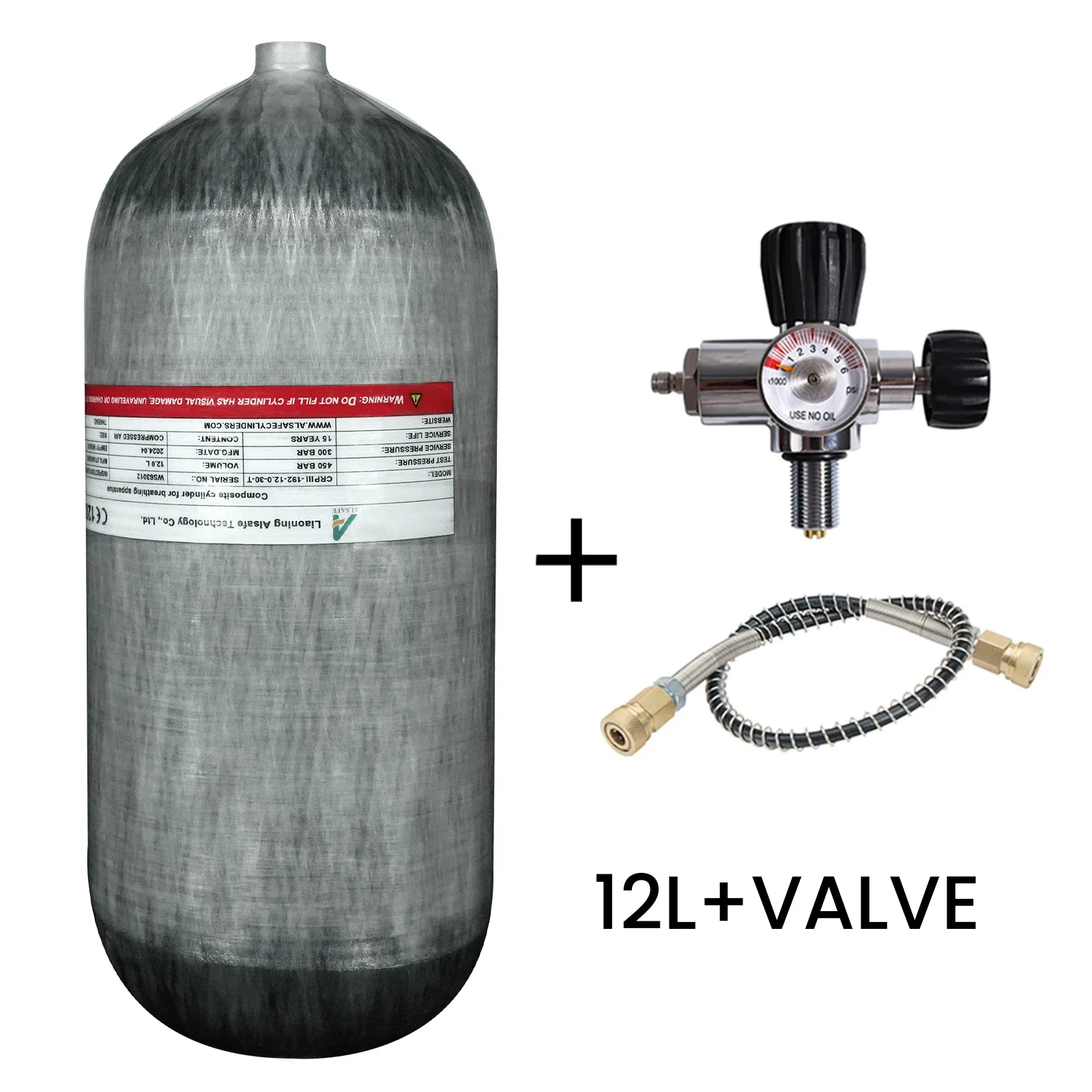 Tuxing 300bar 12l Koolstofvezel Cilinder Met Regelklep Voor Onderwater Zwemmer Apparatuur Hogedruktank