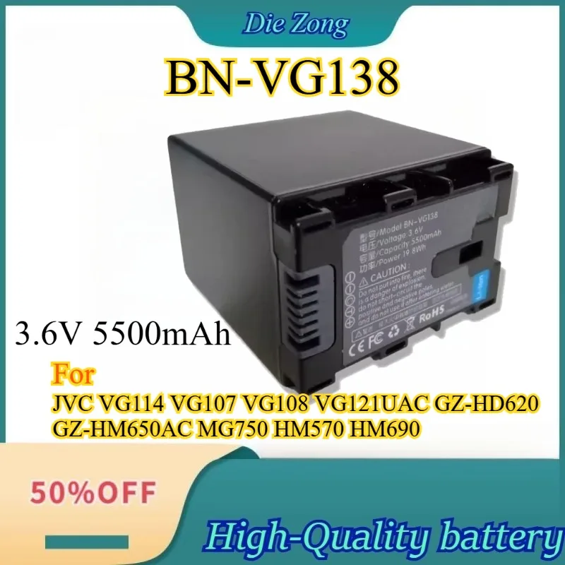 

BN-VG138 3.6V 5500mAh Новая аккумуляторная батарея повышенной емкости для VC VG114 VG107 VG108 VG121UAC GZ-HD620 GZ-HM650AC MG750 HM570 HM690