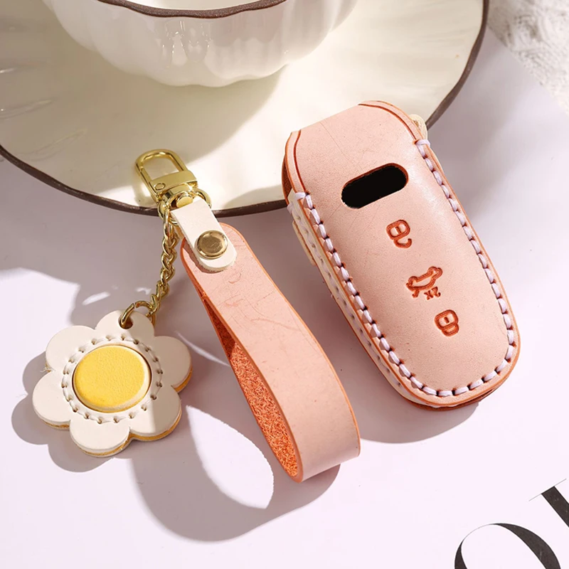 Handmade Leather Car Key Cover Case Fob Shell Suit For Audi A6 C8 A7 4KA A8 4N2 4N8 Q8 4MN Leather Key Cover Case Box Package