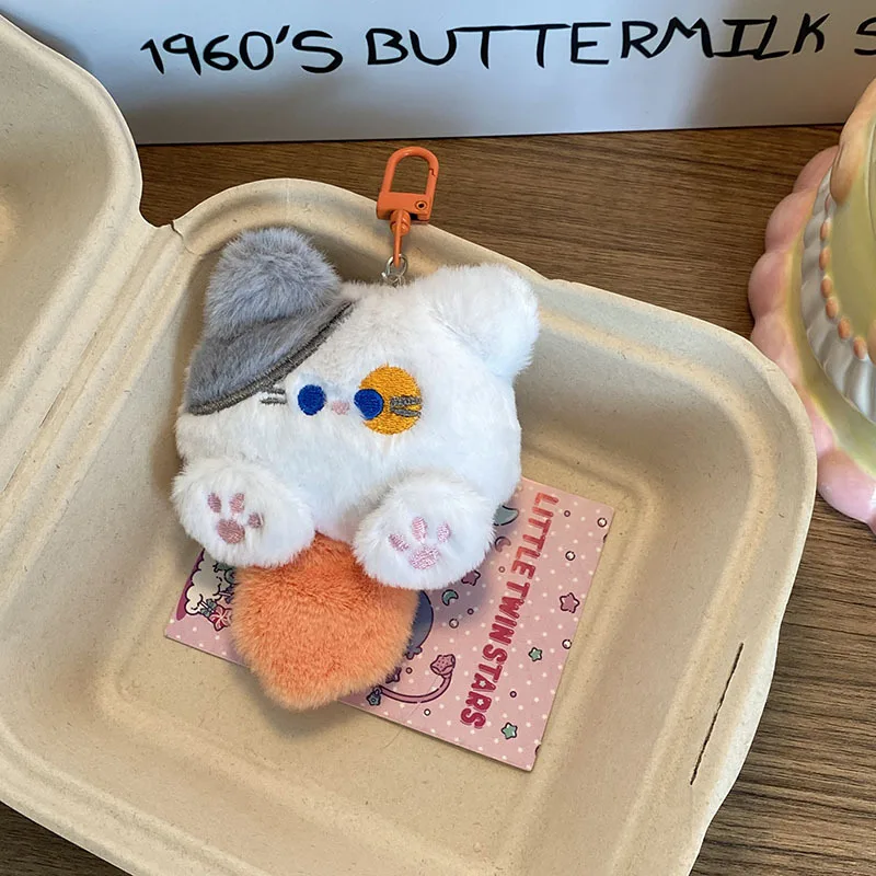 LLavero de peluche suave Kawaii, bonito llavero con colgante de muñeco de gato, mochila para niñas, llavero colgante, juguetes, regalos decorativos para parejas