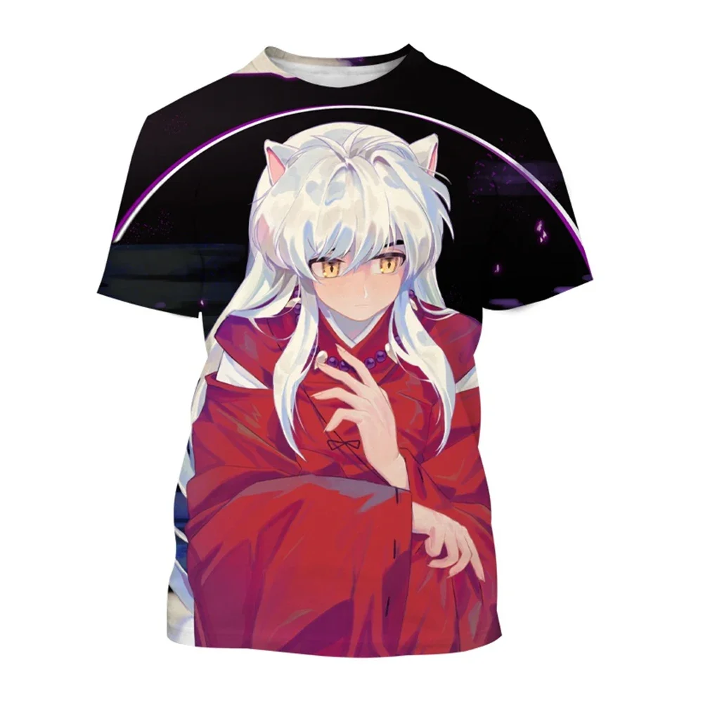 2025 Japanese Nostalgic Anime Inuyasha 3D Printed Men's T-shirt Large Size Loose Casual Short-sleeved Round Neck Children's Top