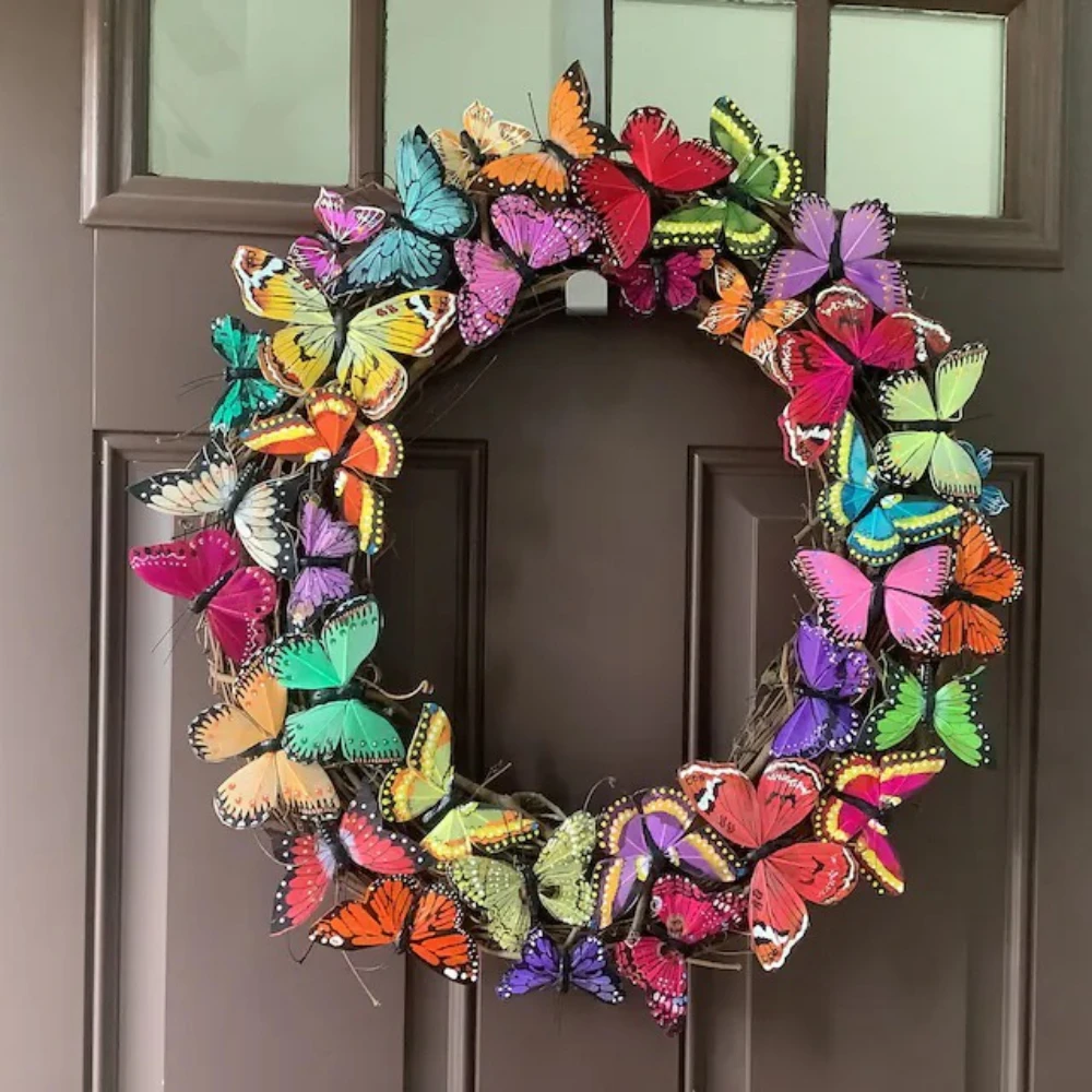 Butterfly Garland Decoration Easter Garland Decoration Prop Wall Home Door Hanging Pendant Home Decoration Holiday Gift