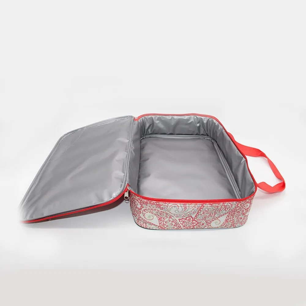 Custom Logo Insulated Lunch Tote Bag Double Zipper Portable Cooler Handbag for Pizza Snacks Picnic Travel Office