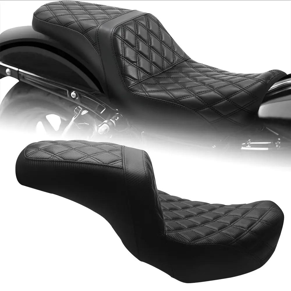 Motorcycle 2-Up Driver Passenger Seat Dual Saddle Black For Harley Dyna  Fat Bob Low Rider Super Glide Custom FXDC/I 2006-2014