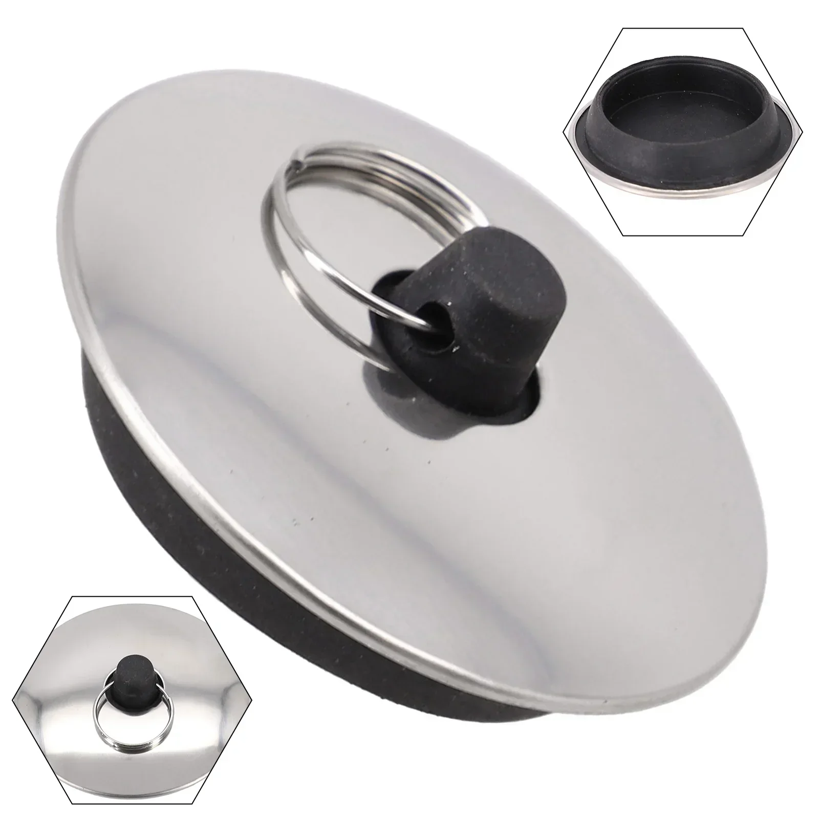 Drain Stopper Rubber Sink Plug Leakage-proof For Bathtub Kitchen Round Sink Water Stopper With Ring Drain Cover