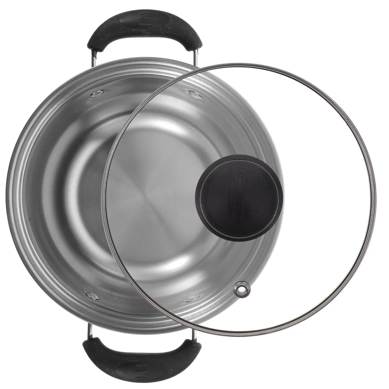 

Stainless Steel Pan Glass Thick Bottom Pots Pans Simmer Cooking Saucepan