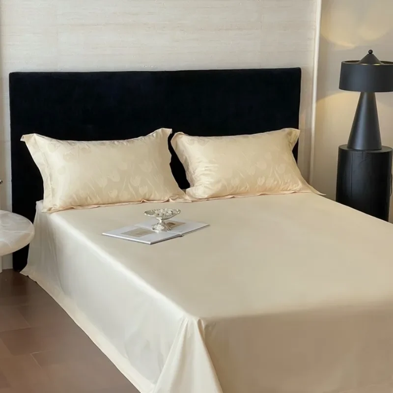 New solid color yarn-dyed Xinjiang long-staple cotton satin four-season universal single bed sheet, without pillowcase