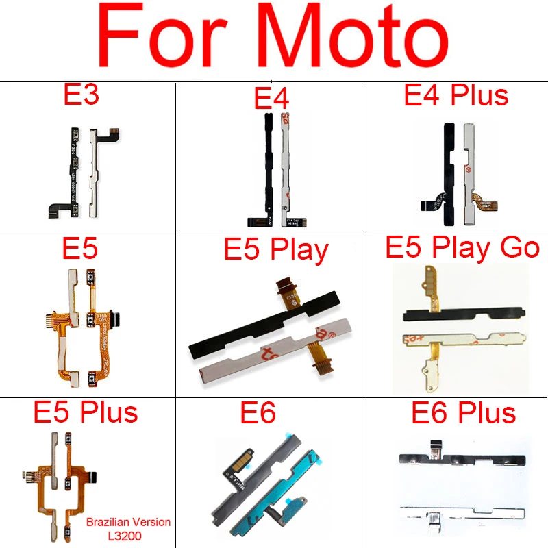 Power Volume Flex Cable For Motorola Moto E3 E4 E5 E6 E7 Plus Play E6s E5 Play Go E 2020 E7i E7 Power On Off Button Volume Cable