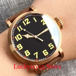 CUSN8 Solid Bronze Case 20ATM Waterproof 46.5MM NH35A PT5000 Movement Watch SelfWinding ForMen Leather Strap Black Dial Luminous