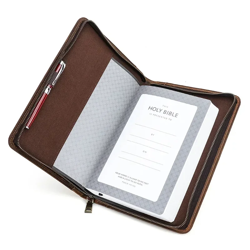 Custodia per notebook in pelle retrò di lusso Custodia in pelle portatile con cerniera fatta a mano Materiale scolastico per ufficio aziendale Cancelleria