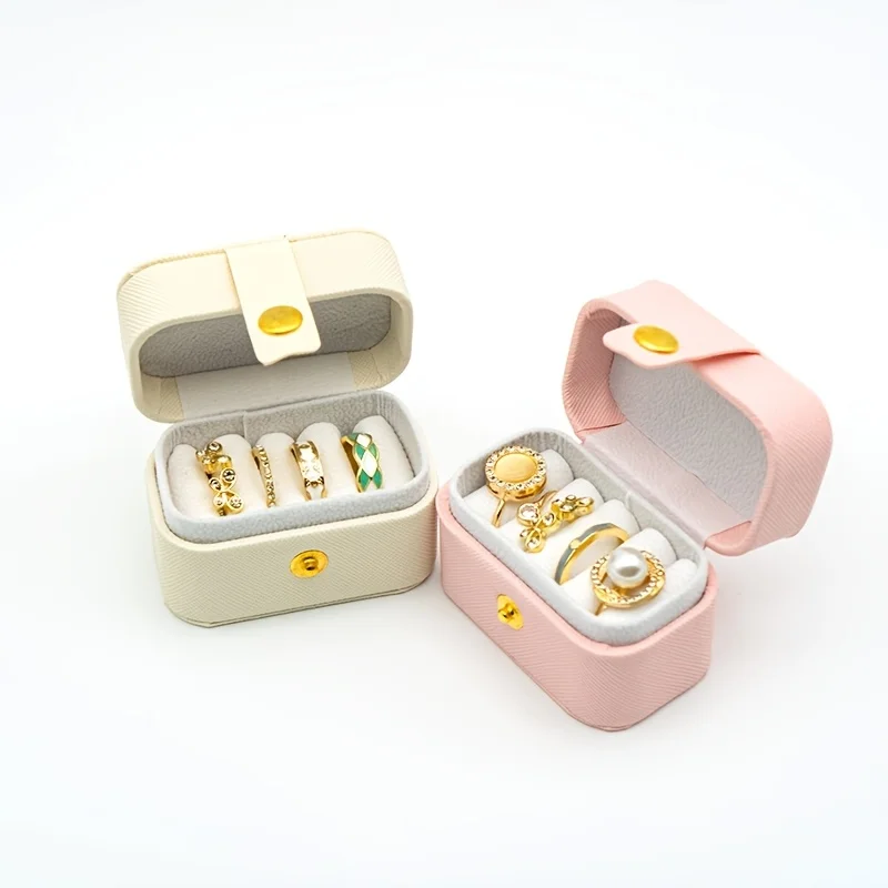 Light Luxury Mini Jewelry Box, Portable Dustproof Ring & Earring Storage Case for Travel and Home Use