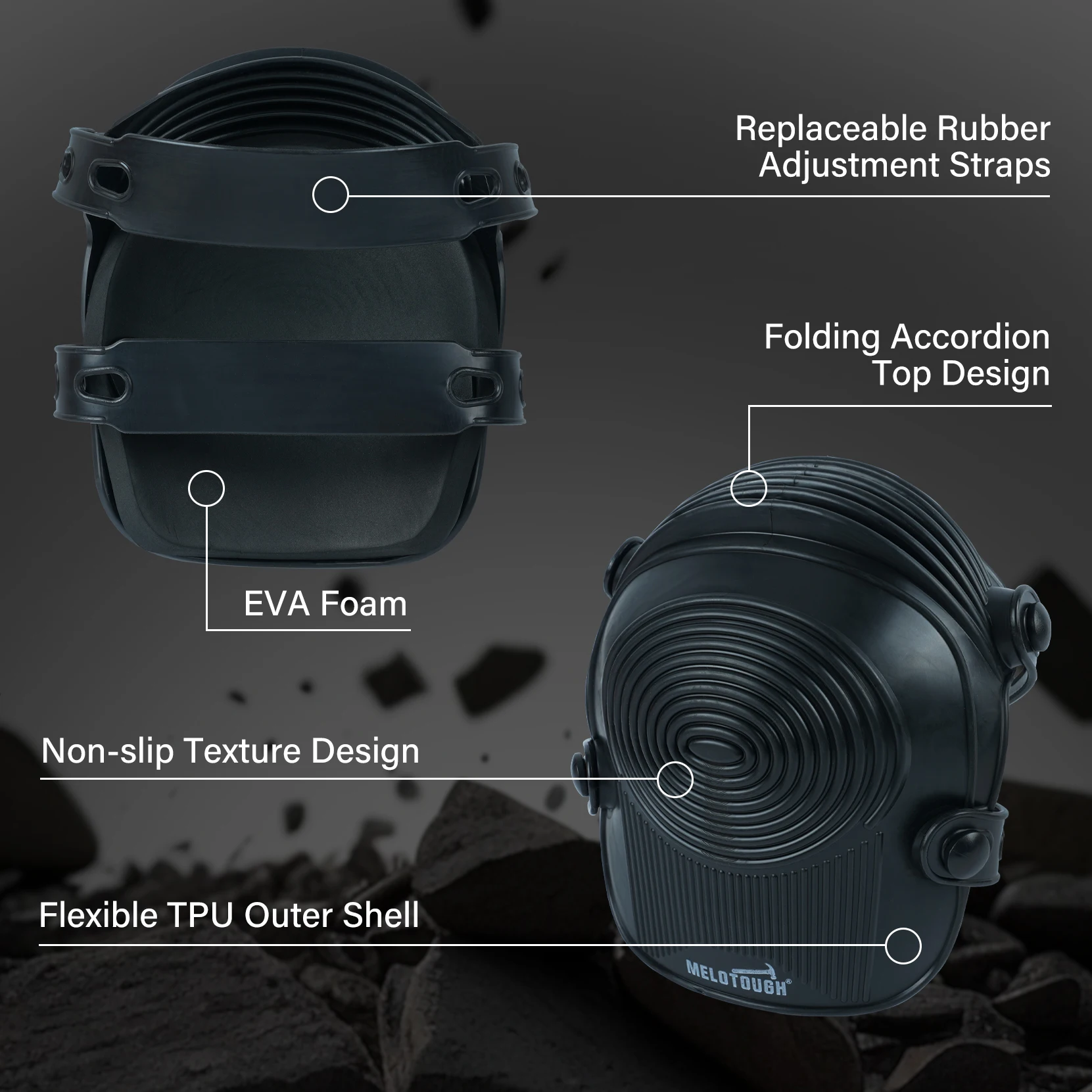 MELOTOUGH Robocze nakolanniki dla mężczyzn, kobiet, budownictwo, podłogi, dachu - wygodne i antypoślizgowe