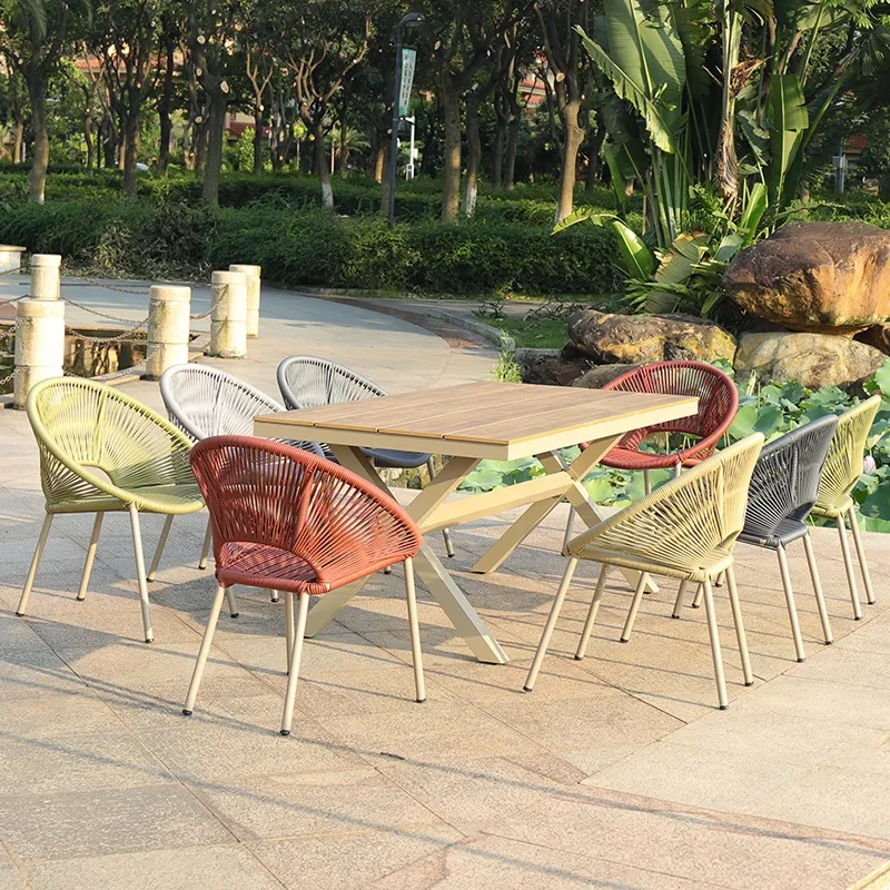 HYS villa balcony small table and chairs household coffee table chair combination outdoor courtyard rattan set outdoor table