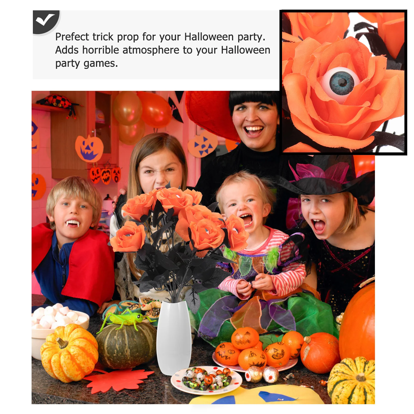 8 قطعة مقلة العين المزيفة للهالوين زهرة الورد زاحف الورد الديكور الدعامة لوازم الحفلات المسكونة دعامة الهالوين #2