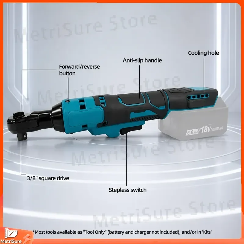18V Brushless Cordless Ratchet Wrench Compact Power Tool for Car Repair Tight Spaces Professional Auto Mechanic Socket Driver