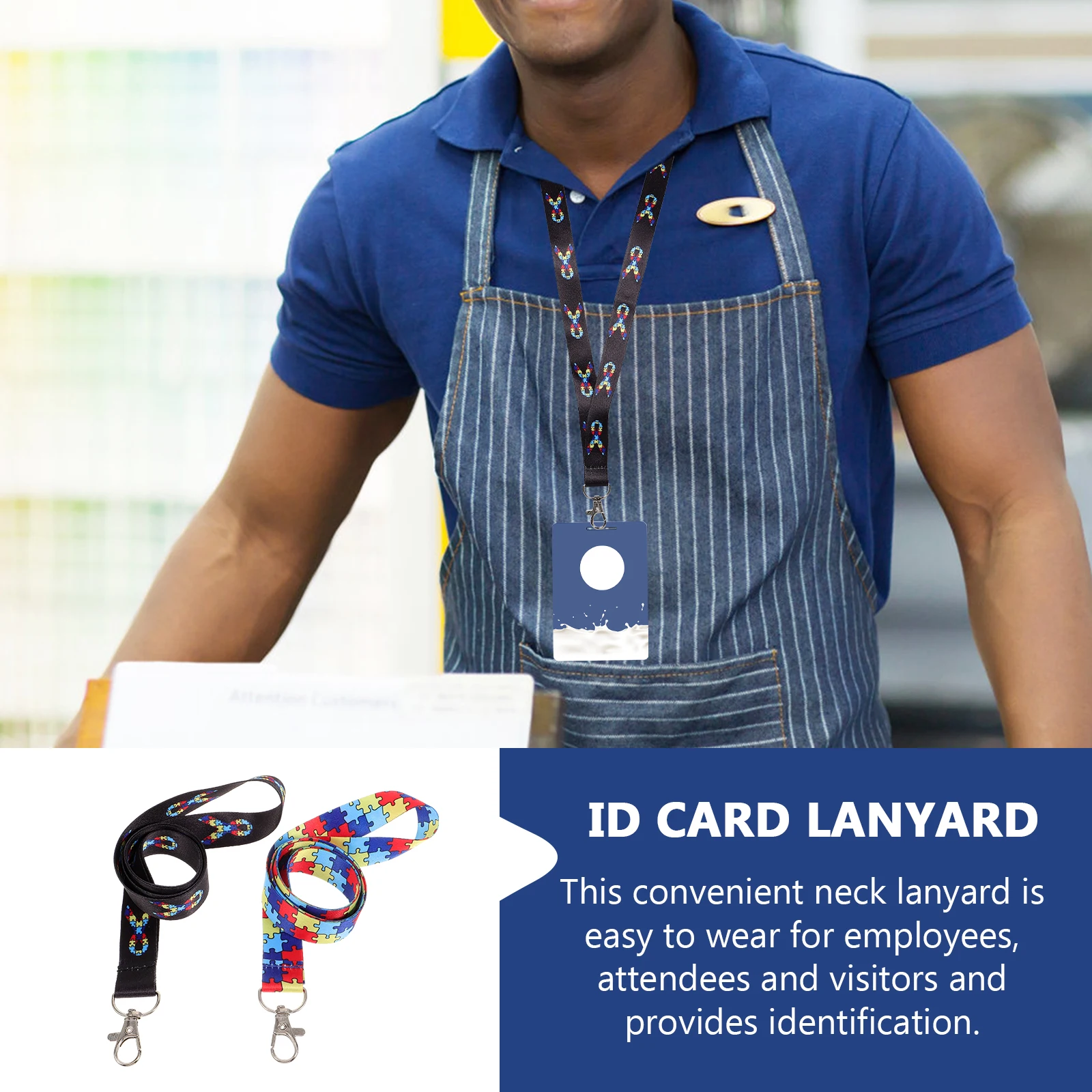 

2 Pcs ID Card Lanyards Black Nylon Metal Hanging Ropes Office Work Nurse Men Women Adjustable Phone Straps Portable Gifts