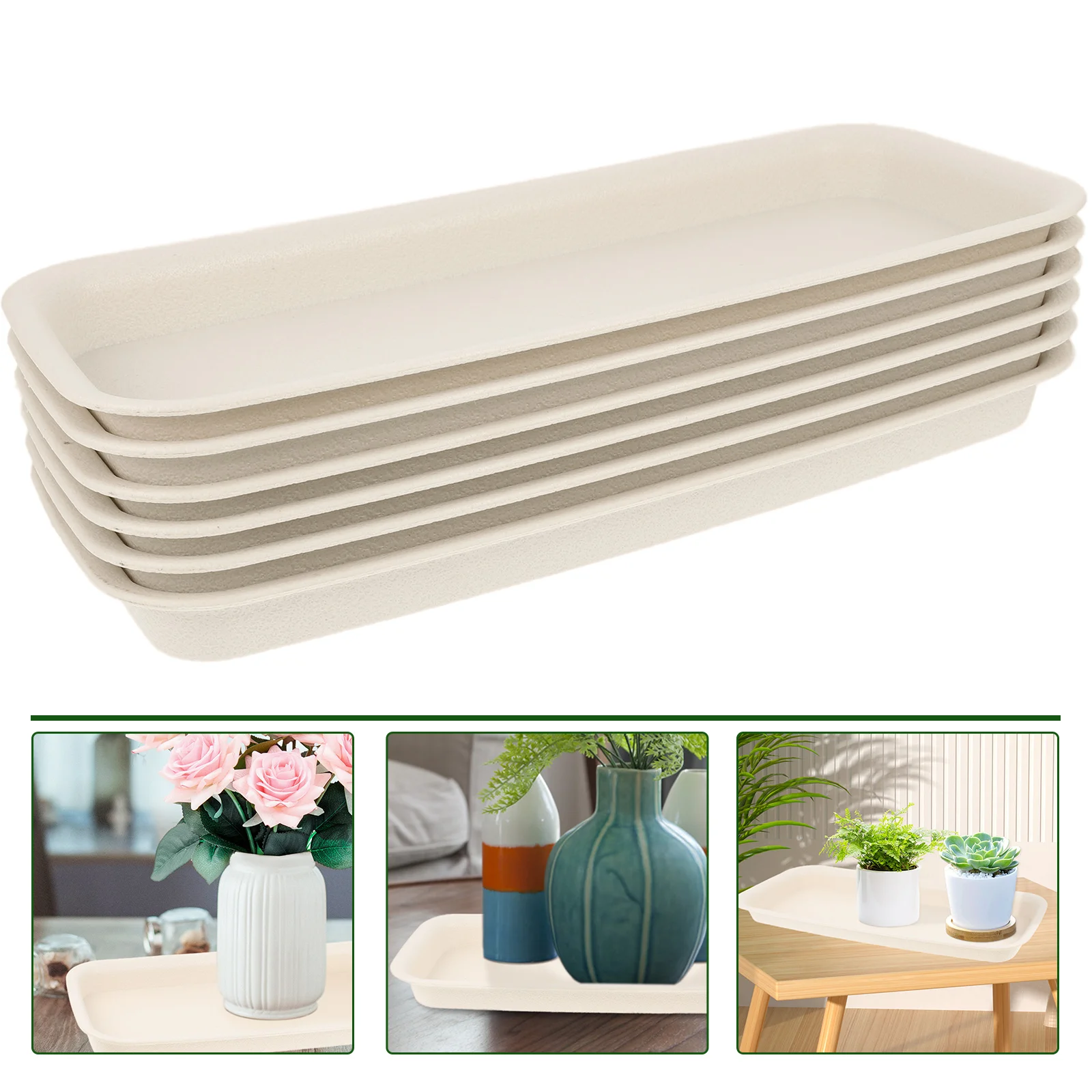 

6pcs Plastic Flower Pot Trays Durable Pp Material Leak Proof Plant Tray For Indoor Outdoor Use Planter Pallet Holder Garden