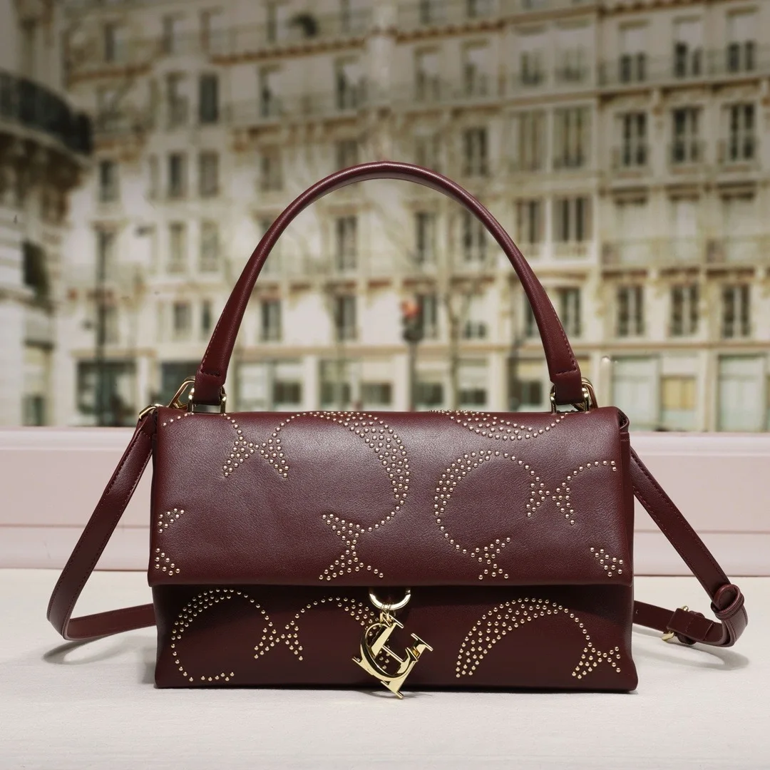 

‌ Новое поступление, женская сумка через плечо из натуральной кожи в стиле ретро - однотонная модная сумка с тиснением букв ‌ ‌