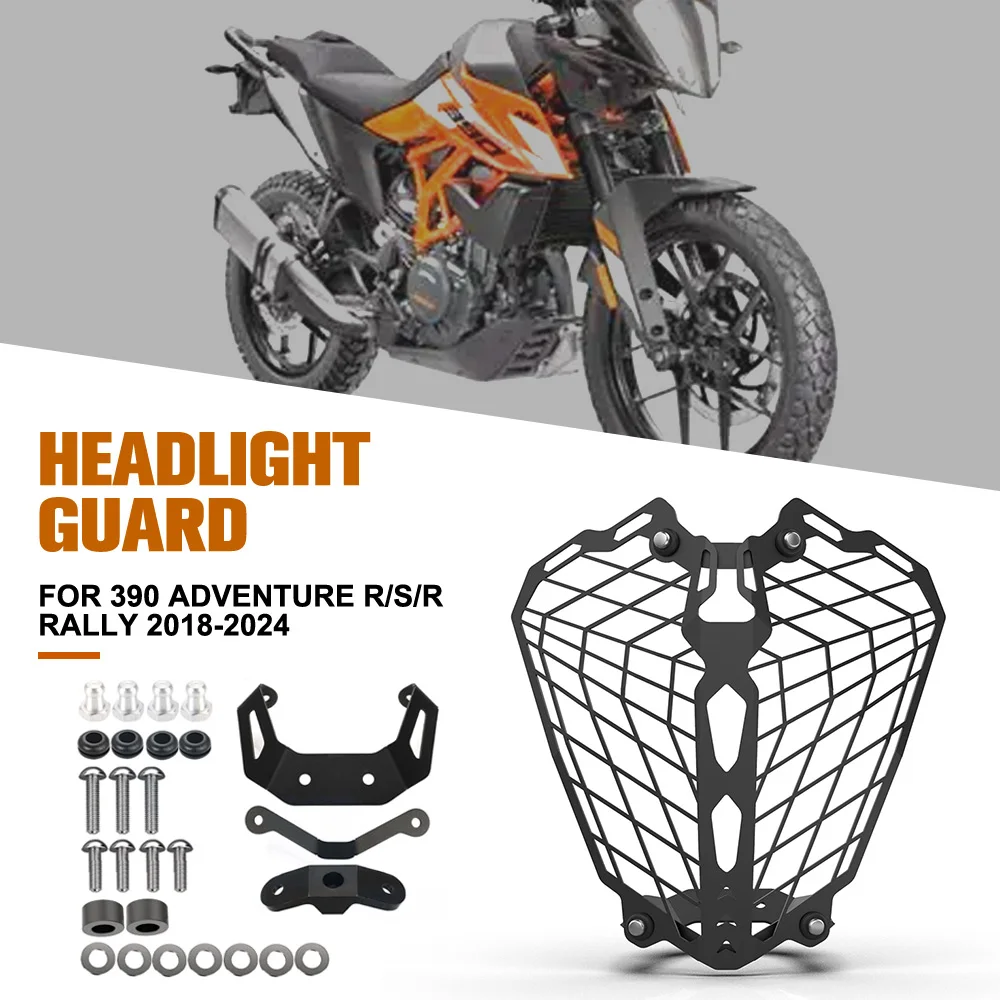 

For 390 Adventure r/s/R Rally 2018-2019-2020-2021-2022-2024 Motorcycle Front Headlight Grille Guard Cover Protector Decorative