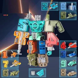 Assemble Number Building Set Block Educational Toy Action Figure Transformation Number Robot Deformation Robot Toy for Kid Gifts