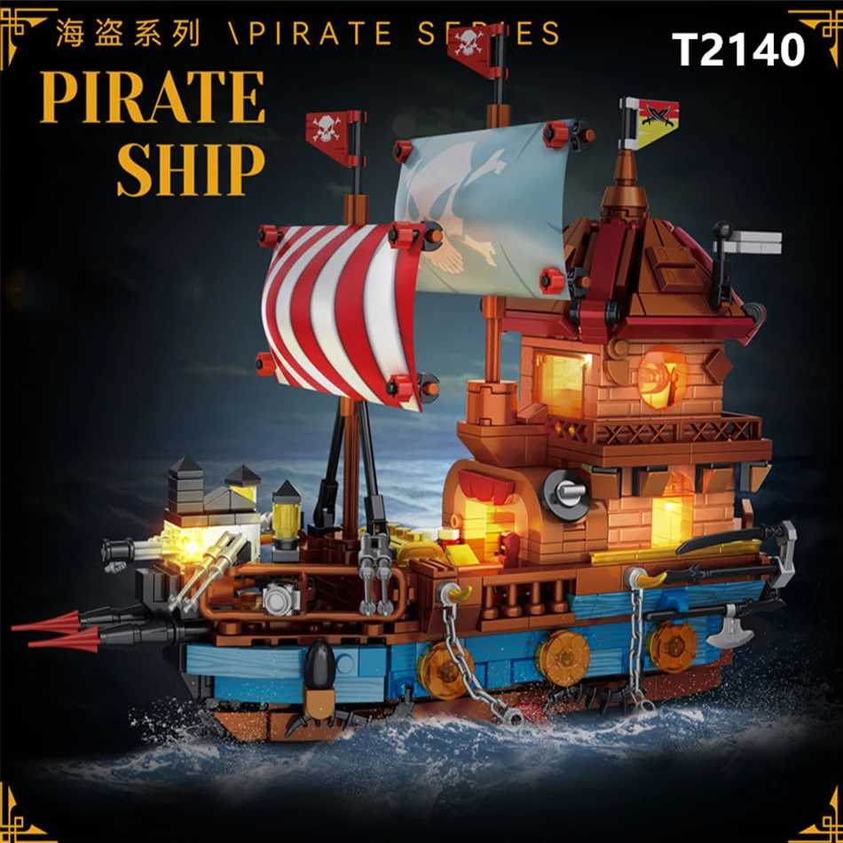 

MOC Retro Pirate Ship Building Blocks Assemble Puzzle Bricks DIY Educational Toys For Children's Birthday Desktop Decor Gifts