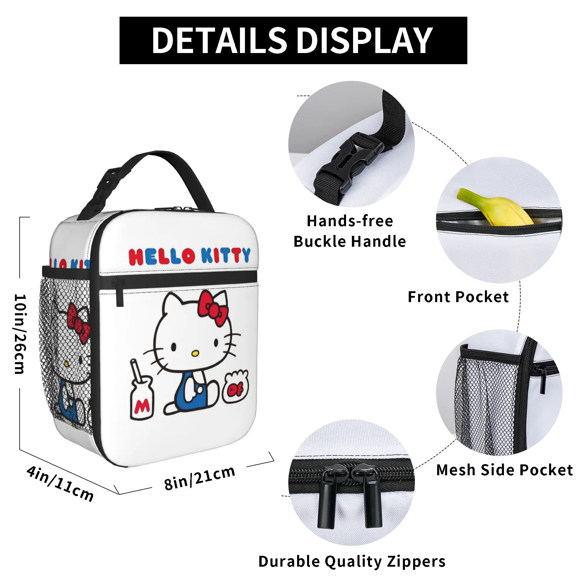 Hello Kitty Milk Insulated Lunch Bags Portable  Reusable Cooler Bag Tote Lunch Box Beach  Outdoor Men Women view 5