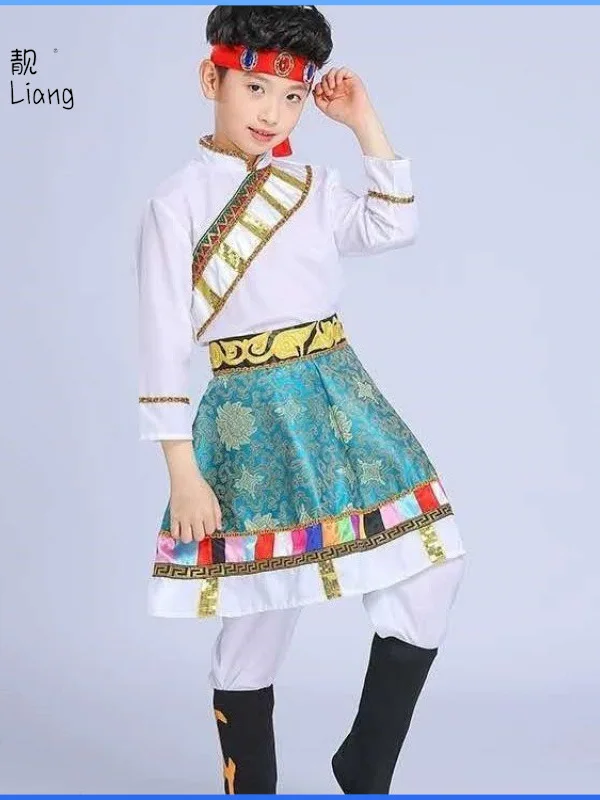 Children's Performance Clothing New Tibetan Dance Water Sleeves Inner Mongolia Grassland Lhasa Ethnic Minority Dress